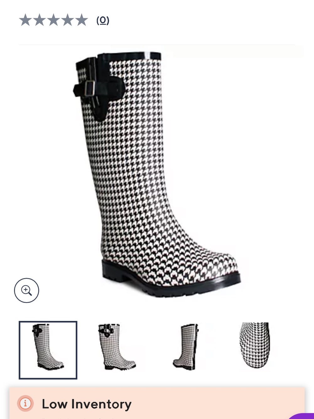 Nomad Houndstooth-Print Rain Boot - Puddles - Size 8 - Worn once